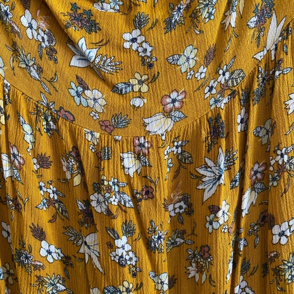 Mustard Yellow Floral Off the Shoulder Dress - Picture 2 of 4